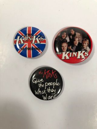 The Kinks 1981 Tour Pins - Set Of 3 Vintage Buttons