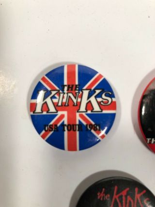 The KINKS 1981 Tour Pins - Set Of 3 Vintage Buttons 2