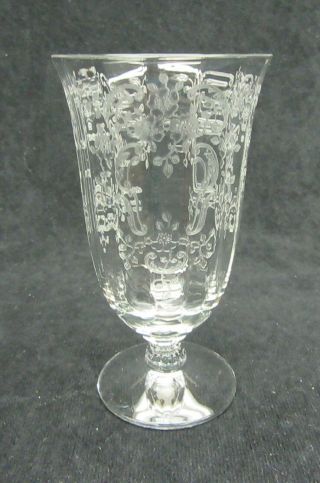 Fostoria Meadow Rose Etched Crystal 5 Oz.  Footed Juice Tumbler