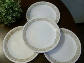 Set Of 4 Vintage Woodland Brown Corelle By Corning Luncheon Salad Plates 8 1/2 "