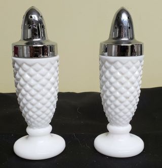 Westmoreland Salt & Pepper Shaker Set White English Hobnail Milk Glass Vintage