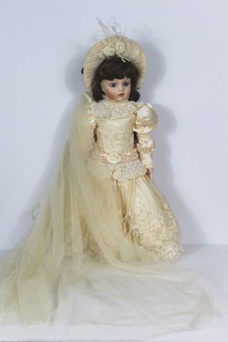 Franklin Heirloom Bebe Bru 22 " Porcelain Wedding Bride Doll Robert Capia