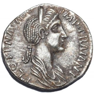 Ar Denarius Pompeia Plotina Wife Trajan Roman Empire 112ad Silver Novelty Strike