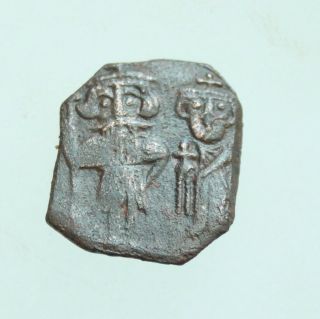 Constans Ii,  With Constantine Iv,  Heraclius,  Tiberius.  641 - 668.  Æ20mm Follis