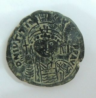 Byzantine Empire.  Justinian I,  527 - 565 Ad.  Large Bronze Follis.