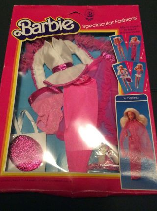 1983 Vintage Barbie Spectacular Fashions In The Pink 7219 Nrfb Outfit Clothes