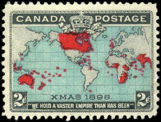 Canada 86b F - Vf Og Hr Dg 1898 Map/xmas 2c Black,  Deep Blue & Carmine