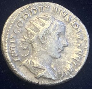 Roman Silver Coin Antoninianus Gordian Iii Rare Emperor Reverse Xf,  Bonus