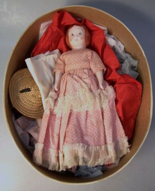 Antique 7 Inch Ruth Gibbs Doll With Extra Clothes