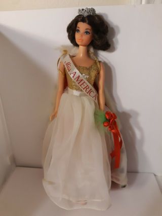 Vtg Barbie Walk Lively Miss America Mod Brunette Steffie Doll Mattel Toy