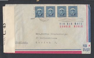Canada 1944 Wwii Censored Airmail Cover Toronto To Zurich Switzerland