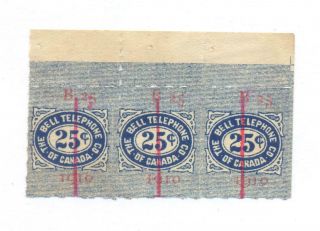 Bengphil Tbt45 Bell Telephone Co 1910 Top Strip Of 3 Fiscal Revenue Stamps Cv$24