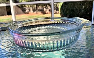 Vintage Anchor Hocking Clear Glass Ribbed 2 Qt Casserole Dish 1430