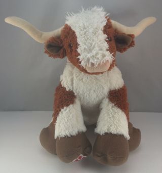 Build A Bear University Texas Longhorn Steer Bull Cow Plush Brown White Ut Bevo