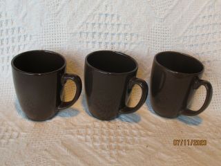 Corelle Stone Ware 3 Brown Coffee Mugs