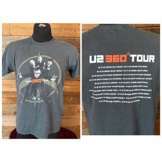U2 Band Photo 360 World Tour 2009 T - Shirt - Grey Cotton T - Shirt Men 