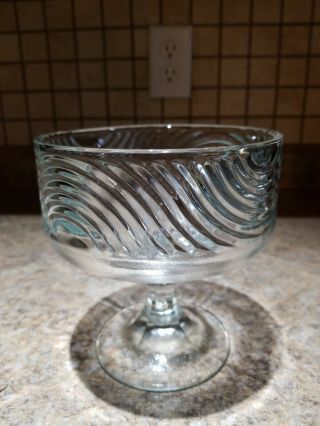 Vintage E.  O.  Brody Clear Swirl Glass Pedistal Compote Fruit Nut Sweet Dish 138