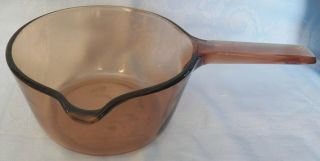 Vintage Corning Ware Visions Amber Cookware 1 Qt.  Saucepan W/pour Spout V - 1 - N