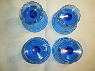 Set of 4 Vintage Hazel Atlas Moderntone Cobalt Blue Sherbet Dishes Bowls 3