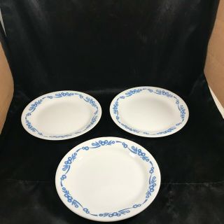 Set Of 3 Corelle Corning Ware Blue Cornflower 7 - 1/4” Bread Plates