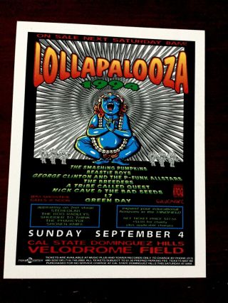 Lollapalooza 1994 Taz Print Handbill/flyer Beastie Boys Nick Cave Green Day
