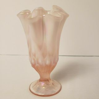 Fenton Pink Opalescent Lily Of The Valley Handkerchief Vase 7 In