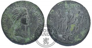 Æ Sestertius Agrippina And Caligula Roman Empire 37ad Bronze Coin Novelty Strike