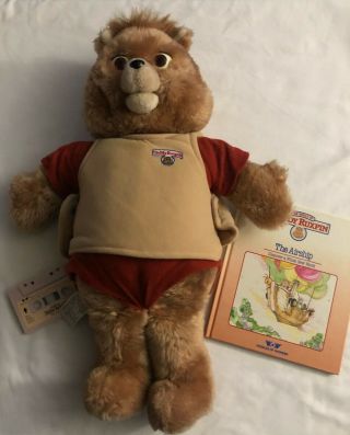 1984/1985 Teddy Ruxpin Talking Plush Bear W/book And Tape The Airship