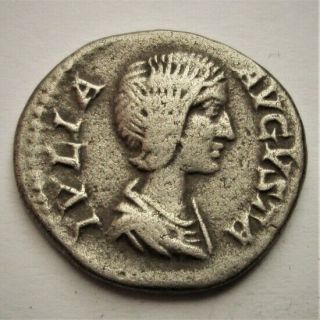 Ancient Julia Domna Ar Denarius.  209 Ad.