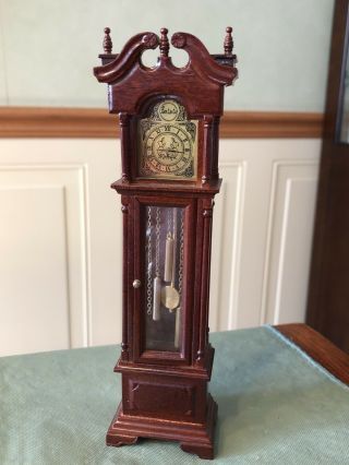 Vintage Dollhouse Miniature Fantastic Merchandise Wood Grandfather Clock 1980s