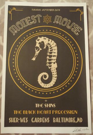 Modest Mouse The Shins Signed Numbered Screenprint Poster 9.  26 2000 Baltimore