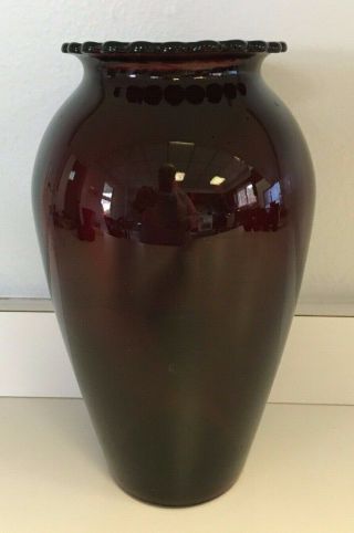 Royal Ruby Holiday Vase - " Hoover " By Anchor Hocking - Mid - Century