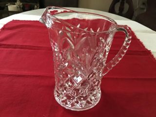 Vintage Pressed Cut Crystal Glass Vase Small Pitcher,  Creamer 5”tall 3 - 1/4” D