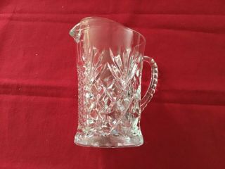 Vintage pressed cut crystal glass vase small pitcher,  creamer 5”tall 3 - 1/4” D 3