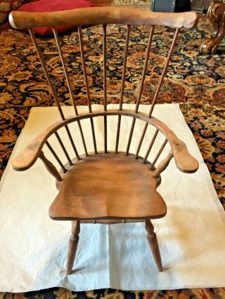 Vintage Miniature Doll Size Windsor Wooden Chair 15” Comb Back