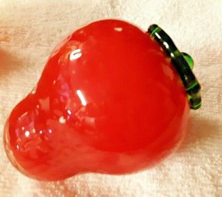 Vintage Murano Art Glass Hand Blown Red Strawberry Fruit Decor