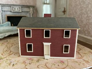 Vintage Miniature Signed G&m Gudgel 1979 Wine Red & White Farm House 144th Scale