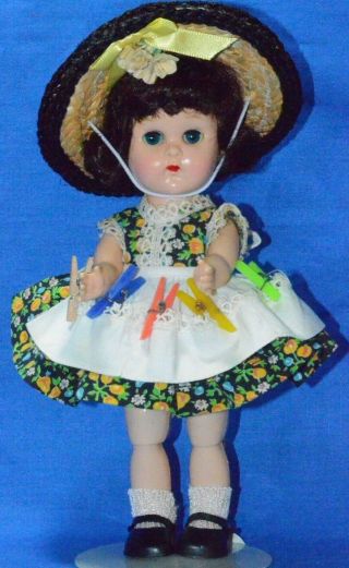 Vintage 8 " Vogue Ginny Dol Lbkw In Tagged Outfit W/stand Display Doll