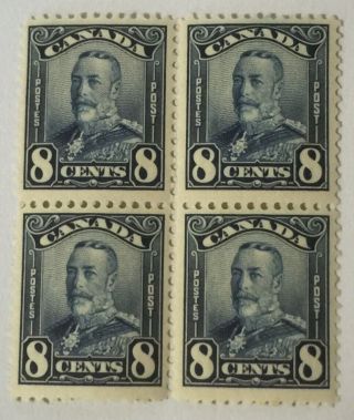 Canada King George V Fresh Mm/um Block Of 4.  8 Cents Blue