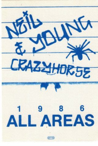Neil Young Crazy Horse Concert 1986 Tour Backstage Pass