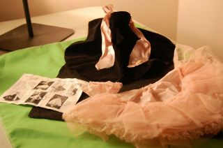 Jill Doll Clothes.  Black Velvet Gown,  Pink Satin Shawl,  Pink Undies Etc.