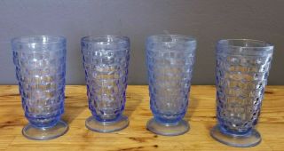 Set Of Four Vintage Ice Blue Tea/water Glasses Whitehall Mcm