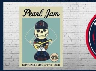 Pearl Jam Official 2018 Boston Fenway Park Tour Concert Skully Enamel Pin