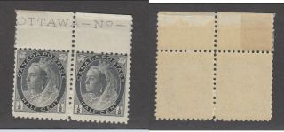 Mnh Canada 1/2 Cent Queen Victoria Numeral Pair With Imprint 74 (lot 17297)