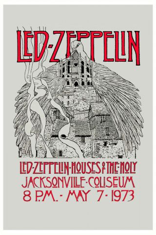 Robert Plant,  Jimmy Page Led Zeppelin Houses Of Holy Florida Poster 1973 12x18