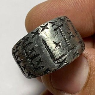 Very Rare Ancient Roman Military Silver Seal Ring Feliix Circa 100 - 200 Ad (25mm)