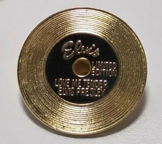 Elvis Preslet Love Me Tender Gold Record Pin Back Button Epe