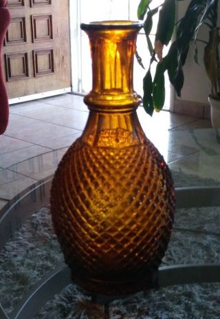 Vintage Amber Brown Art Deco Glass Vase 9 3/4 "