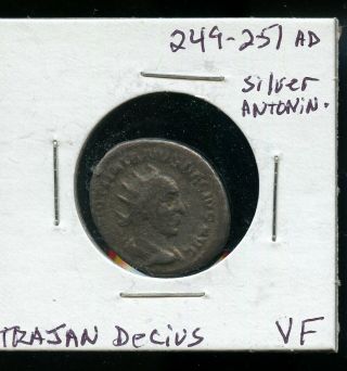 Roman Empire - Trajan Decius 249 - 251 Ad Silver Antoninianus Ancient Roman Ab481