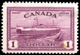 Canada 273 F - Vf Og Hr 1946 Peace $1 Red Violet Train Ferry Cv$42.  50